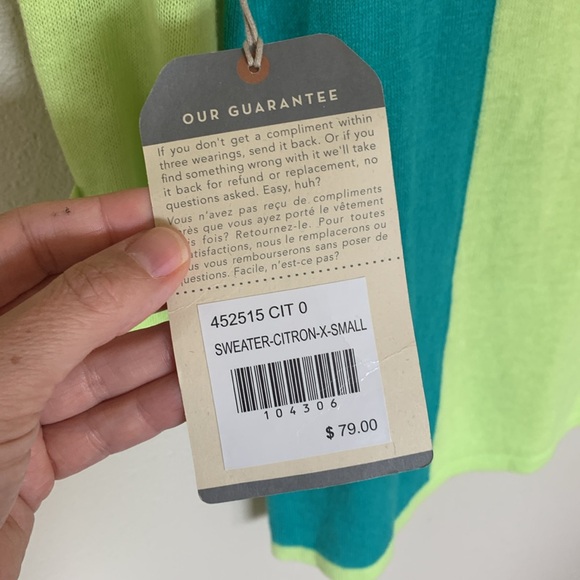 Horny Toad Linen Blend Colorblock Sweater Size XS NWT - Picture 4 of 8